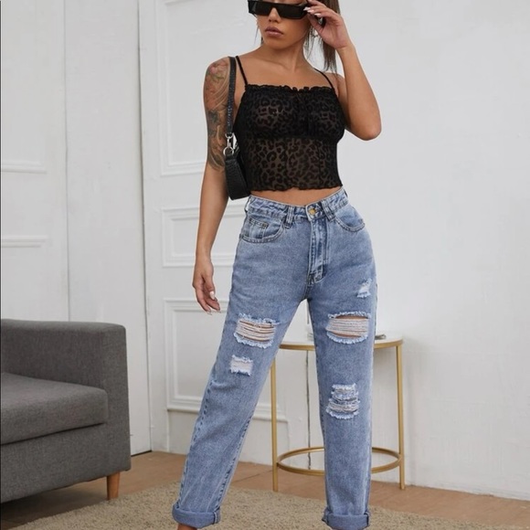 🖤 sheer leopard cami crop top - nwot - Picture 3 of 7